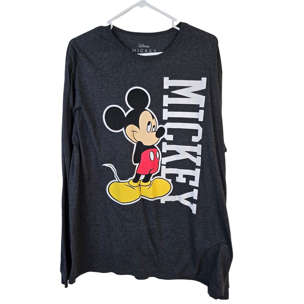 Disney Mickey Mouse T Shirt Women's Large Gray Long Sleeve Casual Athleisure